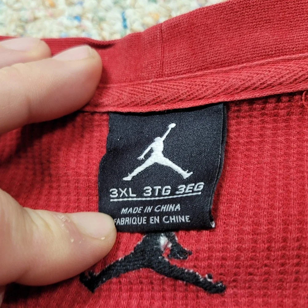 Nike Air Jordan Shirt Mens 3XL Red‎ Long Sleeve Waffle Knit Thermal Jumpman Logo